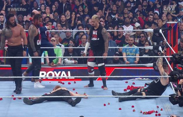 Roman Reigns destruye a Kevin Owens y Sami Zayn en WWE Royal Rumble