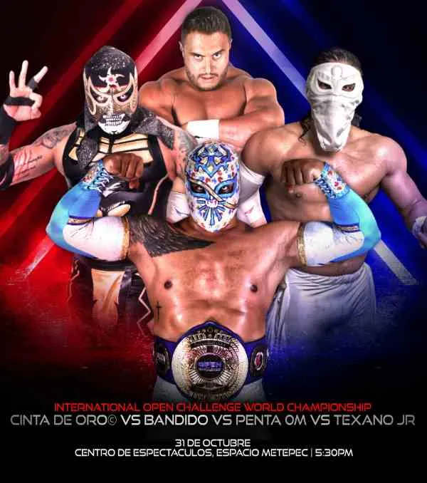 Cinta de Oro pone en juego el IOCW Championship ante Bandido (ROH), Penta (AEW) y Texano Jr.