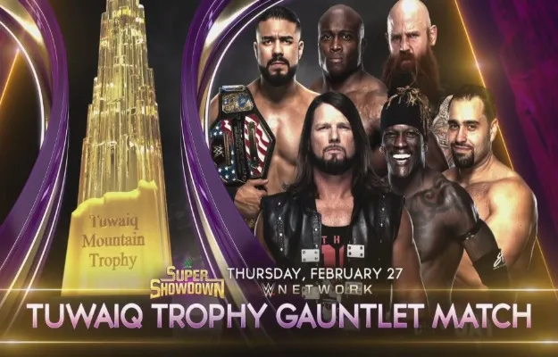 Gauntlet match por el trofeo Tuwaiq en WWE Super ShowDown 2020 Gauntlet match por el trofeo Tuwaiq en WWE Super ShowDown 2020