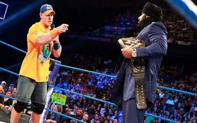 John Cena y Jinder Mahal se enfrentaron anoche John Cena vs Jinder Mahal fue el dark match de anoche