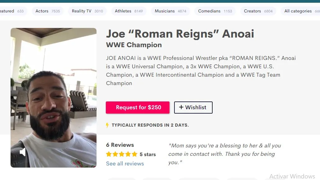 Roman Reigns se crea perfil en Cameo Roman Reigns se crea perfil en Cameo