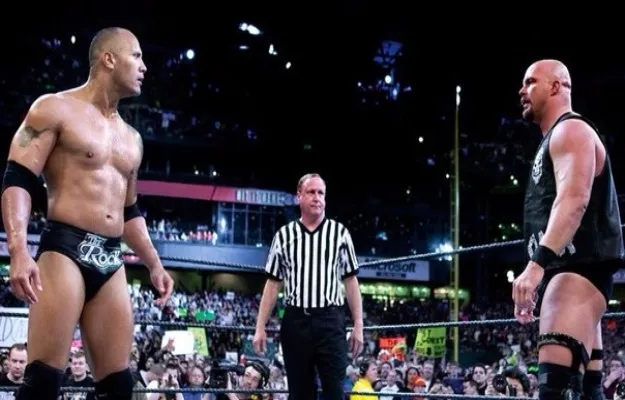 The Rock vs Stone Cold Steve Austin WrestleMania 19 The Rock vs Stone Cold Steve Austin WrestleMania 19